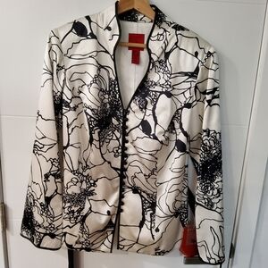 JS Collections Silk Floral Belted Jacket Size 14